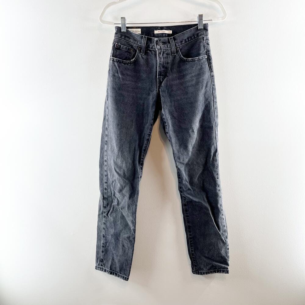 Levis Mid Rise Middy Straight Leg Jeans Black 24 - Picture 2 of 5